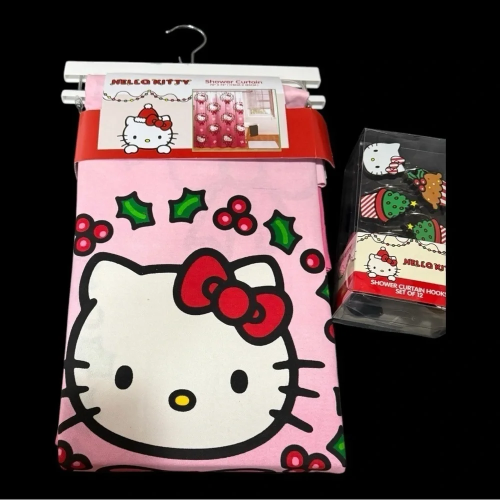 Hello Kitty Pink Shower Curtain Set - NWT